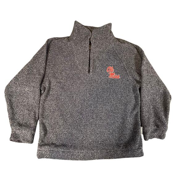 Wooly‎ Threads Ole Miss 1/4 Zip Thick Sweatshirt Medium Grey Made in USA - Picture 1 of 8
